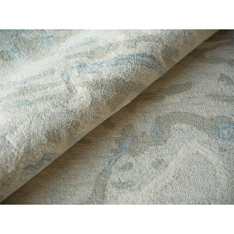 Cortero Hand-Tufted New Zealand Wool Light Blue/Ivory 15'x20' Area Rug