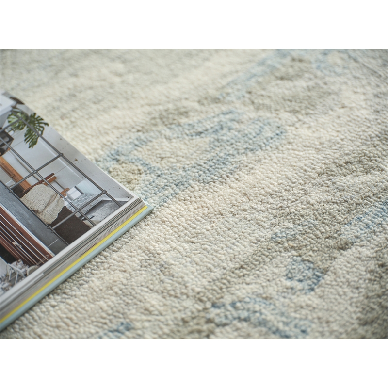 Cortero Hand-Tufted New Zealand Wool Light Blue/Ivory 15'x20' Area Rug