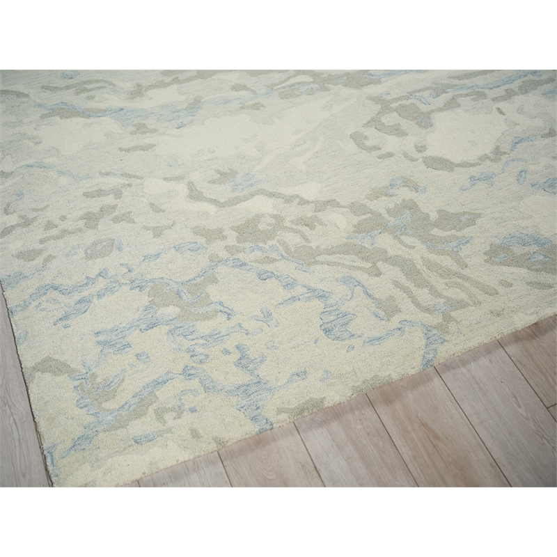 Cortero Hand-Tufted New Zealand Wool Light Blue/Ivory 6'x9' Area Rug