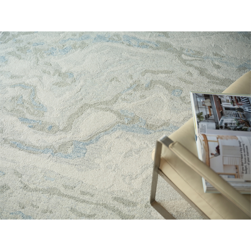 Cortero Hand-Tufted New Zealand Wool Light Blue/Ivory 6'x9' Area Rug
