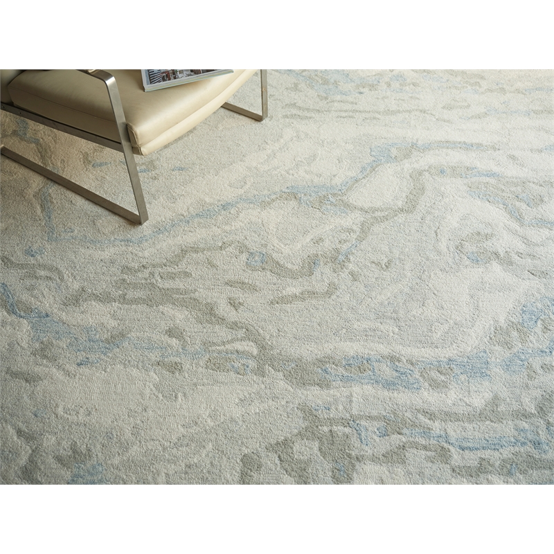 Cortero Hand-Tufted New Zealand Wool Light Blue/Ivory 6'x9' Area Rug