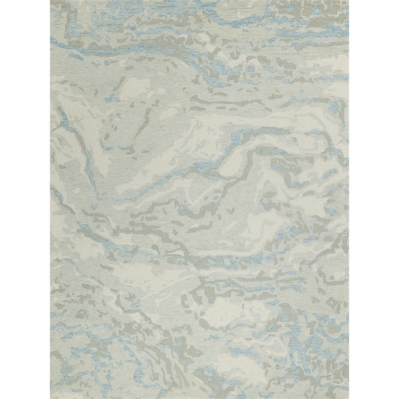 Cortero Hand-Tufted New Zealand Wool Light Blue/Ivory 6'x9' Area Rug
