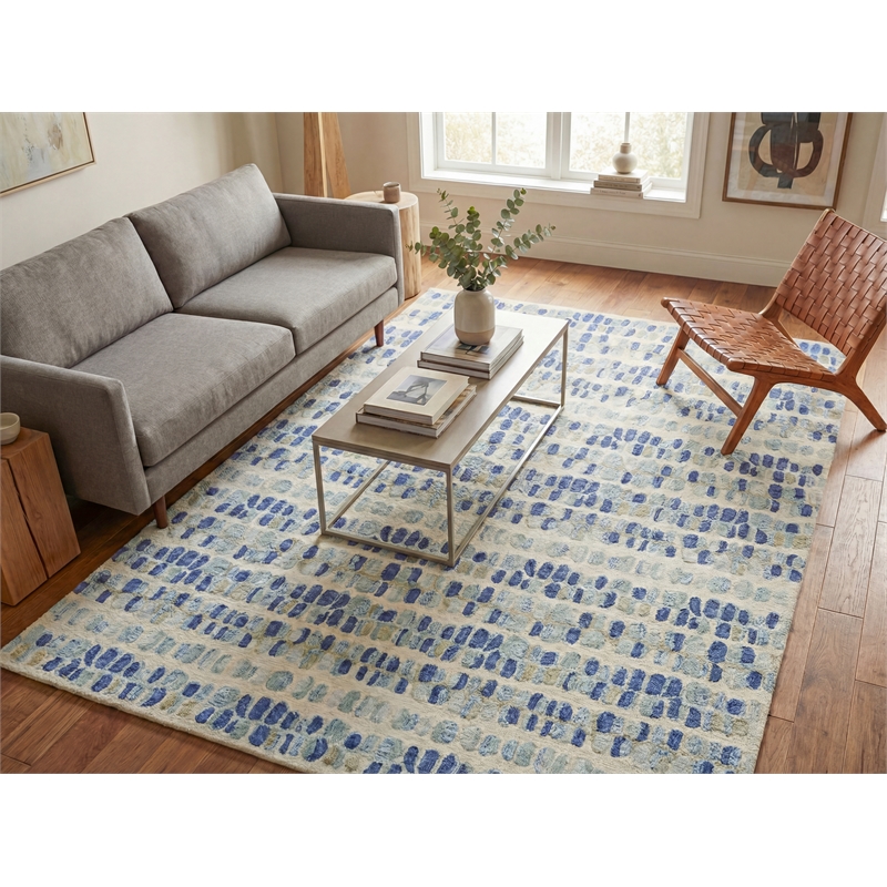 Colorplay Hand-Tufted New Zealand Wool Navy/Beige 10'x14' Area Rug