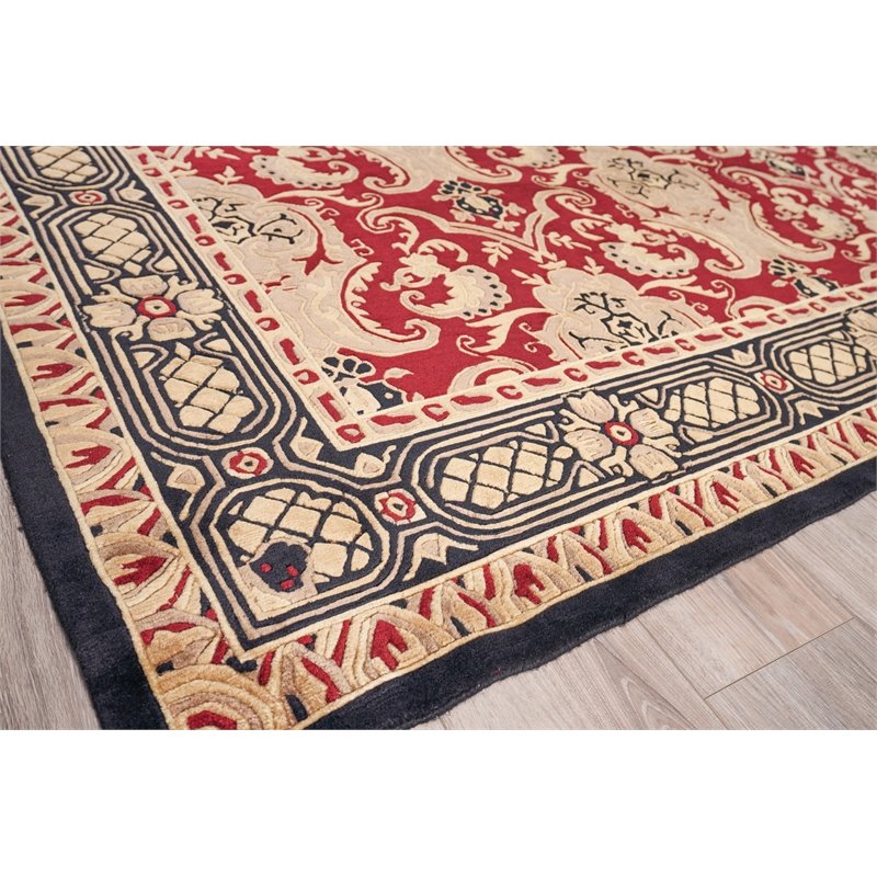 Contemporary Hand-Knotted New Zealand Wool Burgundy 8'x10' Area Rug