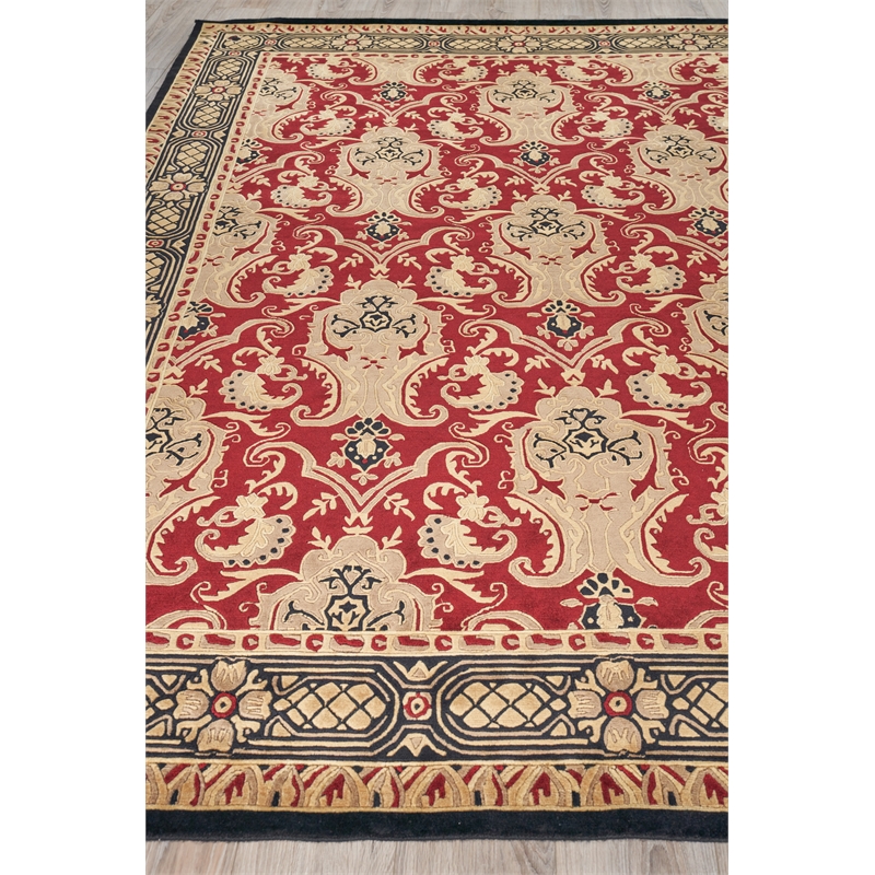 Contemporary Hand-Knotted New Zealand Wool Burgundy 8'x10' Area Rug