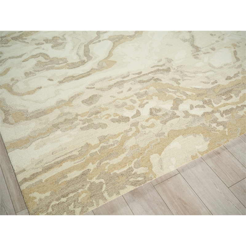 Cortero Hand-Tufted New Zealand Wool Gold/Ivory 10'x14' Area Rug