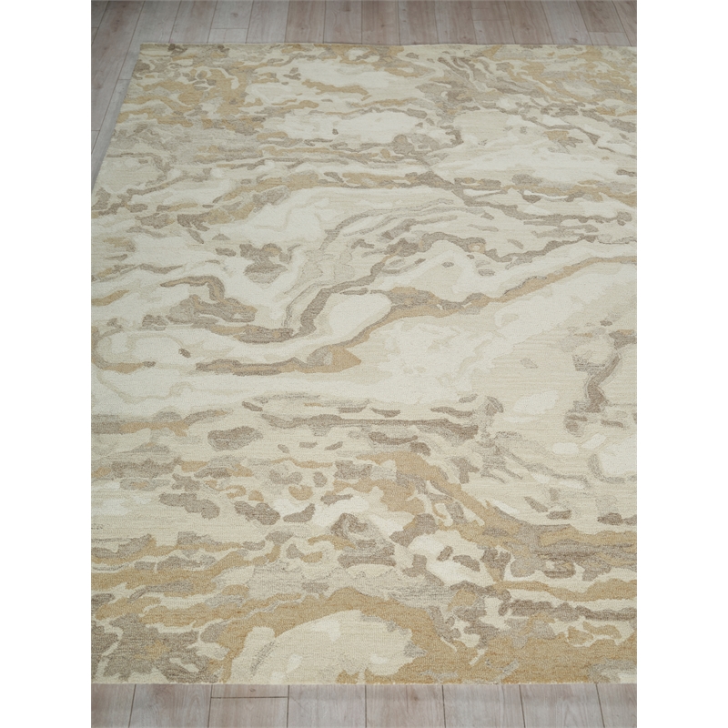 Cortero Hand-Tufted New Zealand Wool Gold/Ivory 10'x14' Area Rug