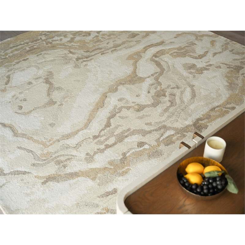 Cortero Hand-Tufted New Zealand Wool Gold/Ivory 6'x9' Area Rug