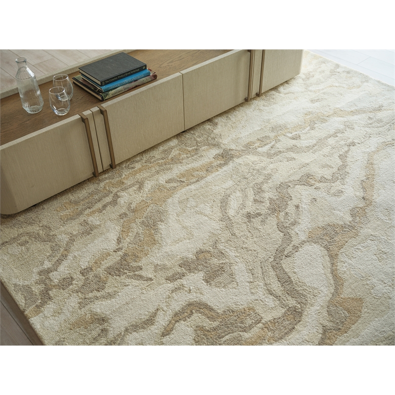 Cortero Hand-Tufted New Zealand Wool Gold/Ivory 6'x9' Area Rug