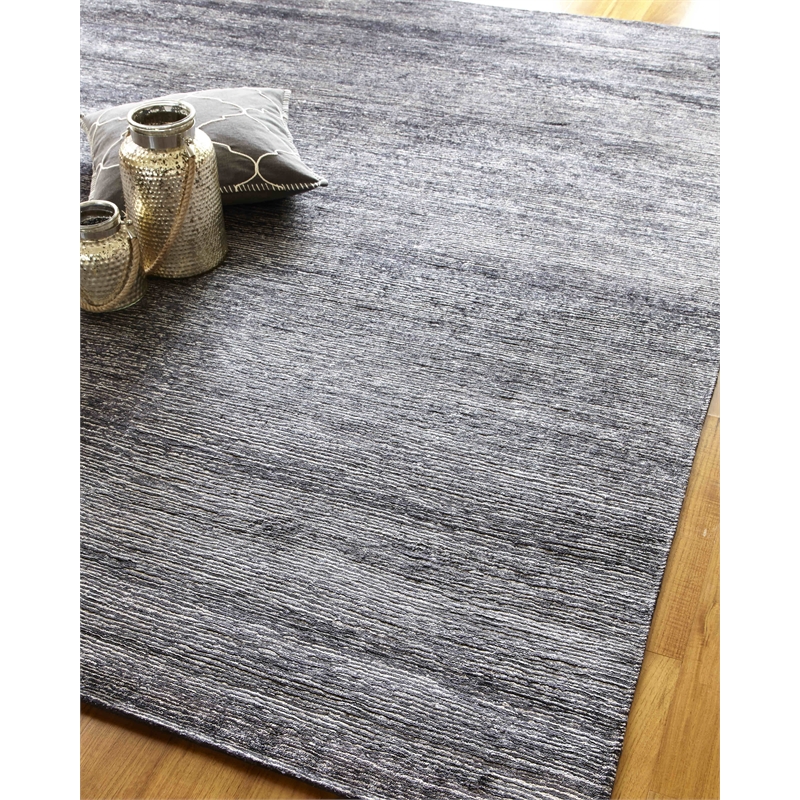 Crush Hand-Knotted Bamboo Silk Charcoal/Gray 6'x9' Area Rug