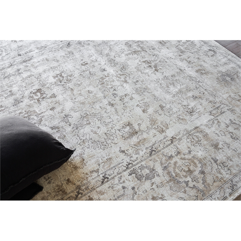 Dorchester Handloomed Wool/Bamboo Silk Beige/Brown 6'x9' Area Rug