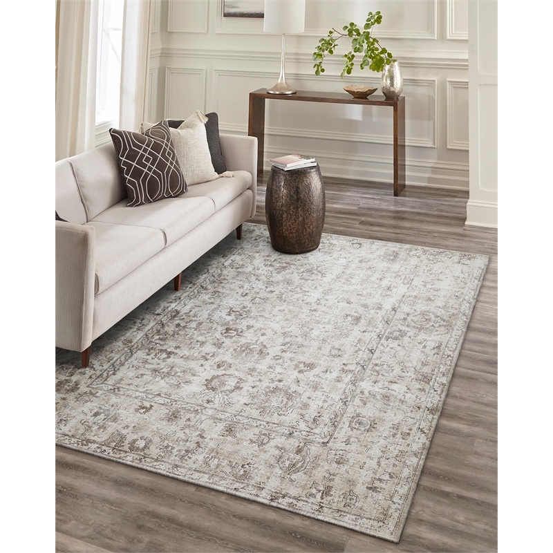 Dorchester Handloomed Wool/Bamboo Silk Beige/Brown 6'x9' Area Rug