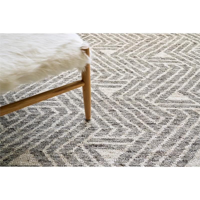 Eaton Hand-Knotted Wool/Bamboo Silk Charcoal/Ivory 9'x12' Area Rug