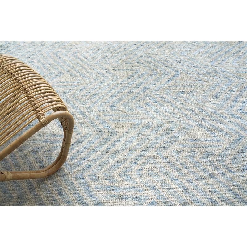Eaton Hand-Knotted Wool/Bamboo Silk Ivory/Blue 12'x15' Area Rug