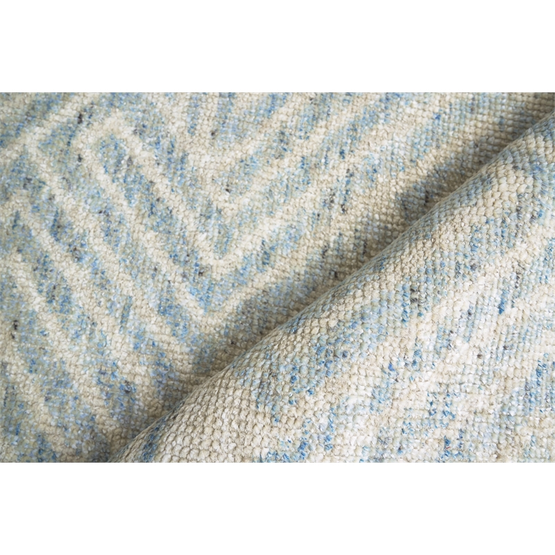 Eaton Hand-Knotted Wool/Bamboo Silk Ivory/Blue 9'x12' Area Rug