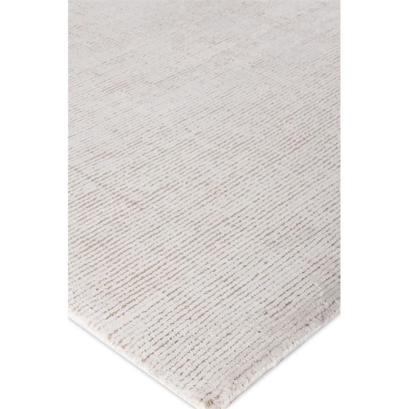 Duo Handloomed Wool/Bamboo Silk White/Beige 15'x15' Area Rug