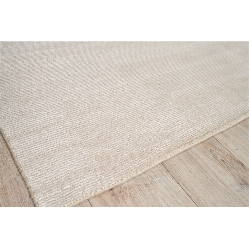 Duo Handloomed Wool/Bamboo Silk Beige/White 2'x3' Area Rug