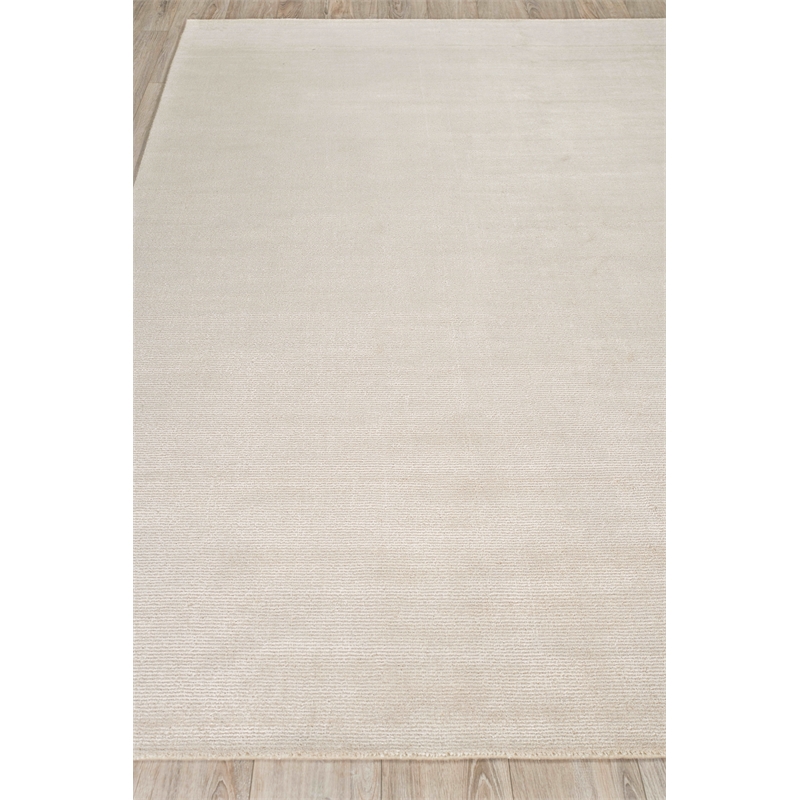 Duo Handloomed Wool/Bamboo Silk Beige/White 2'x3' Area Rug