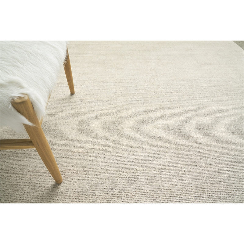 Duo Handloomed Wool/Bamboo Silk Beige/White 2'x3' Area Rug
