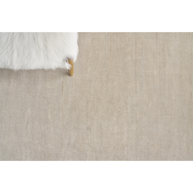 Duo Handloomed Wool/Bamboo Silk Beige/White 2'x3' Area Rug