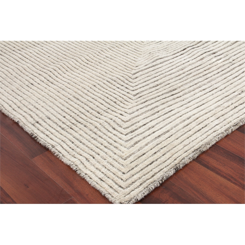 Crescent Hand-Knotted New Zealand Wool Ivory 8'x10' Area Rug