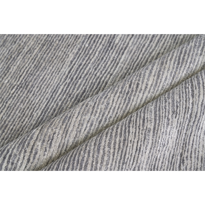 Crush Hand-Knotted Bamboo Silk Dark Silver/Silver 10'x14' Area Rug