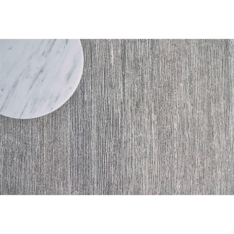 Crush Hand-Knotted Bamboo Silk Dark Silver/Silver 10'x14' Area Rug