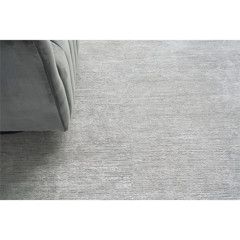 Crush Hand-Knotted Bamboo Silk Silver 8'x10' Area Rug