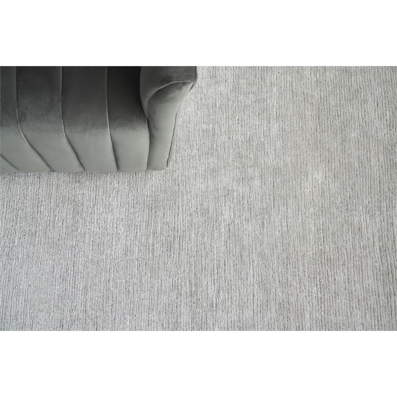 Crush Hand-Knotted Bamboo Silk Silver 8'x10' Area Rug