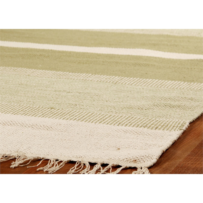 Druggets Flatweave New Zealand Wool Green 5'x8' Area Rug