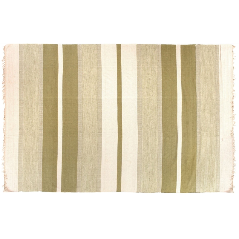Druggets Flatweave New Zealand Wool Green 5'x8' Area Rug