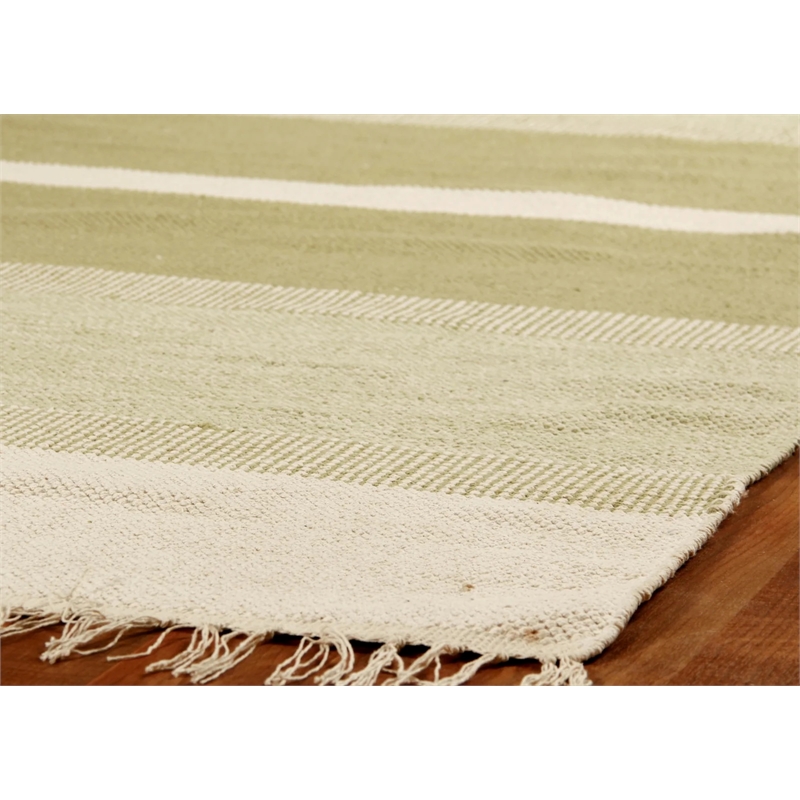 Druggets Flatweave New Zealand Wool Green 5'x8' Area Rug