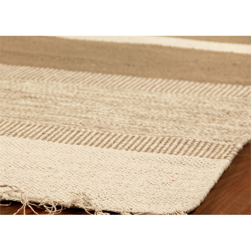Druggets Flatweave New Zealand Wool Beige/Brown 5'x8' Area Rug