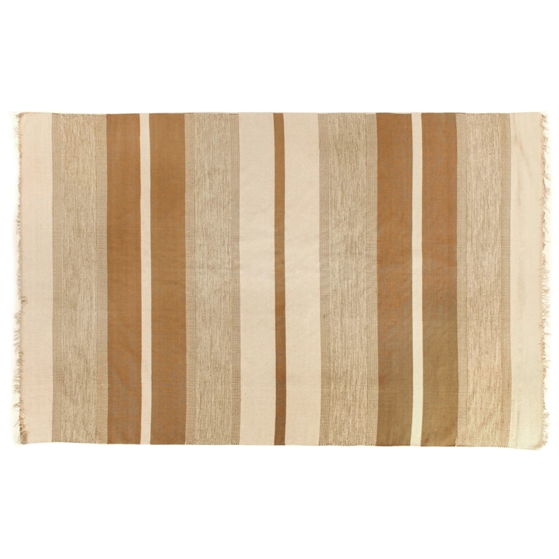 Druggets Flatweave New Zealand Wool Beige/Brown 5'x8' Area Rug