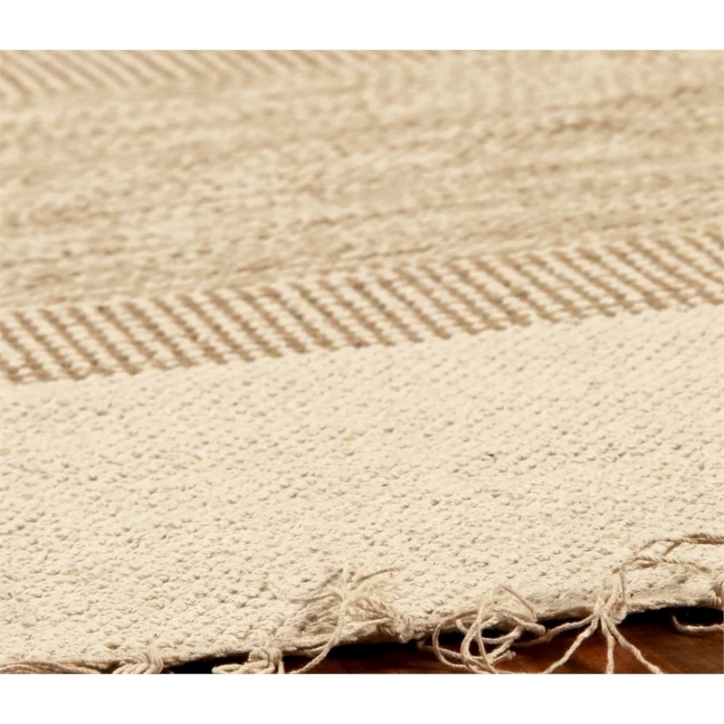 Druggets Flatweave New Zealand Wool Beige/Brown 5'x8' Area Rug