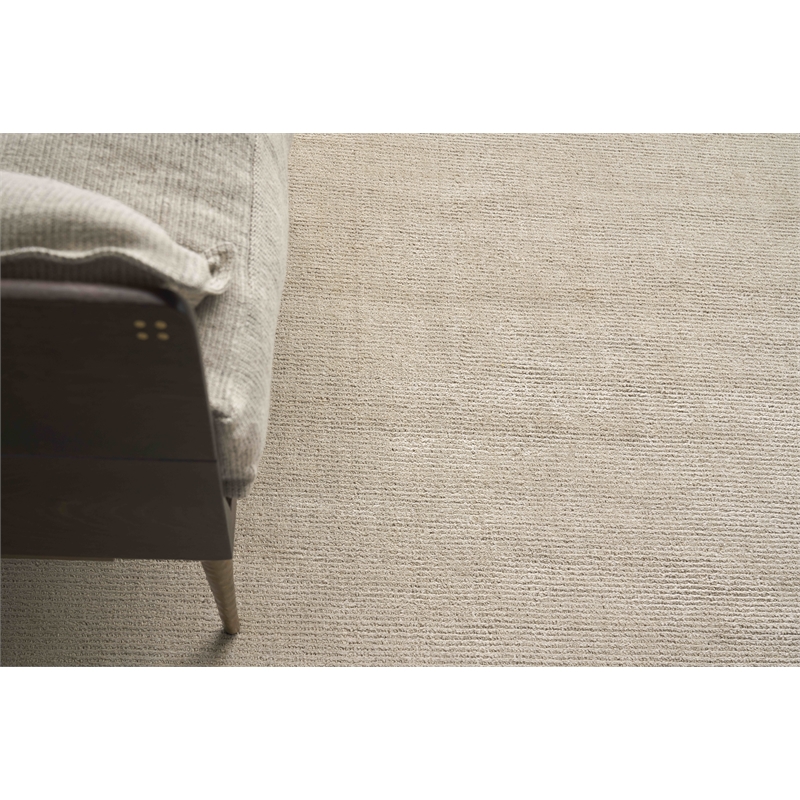 Duo Handloomed Wool/Bamboo Silk Gray/White 2'x3' Area Rug