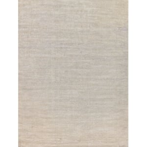 Duo Handloomed Wool/Bamboo Silk Gray/White 2'x3' Area Rug