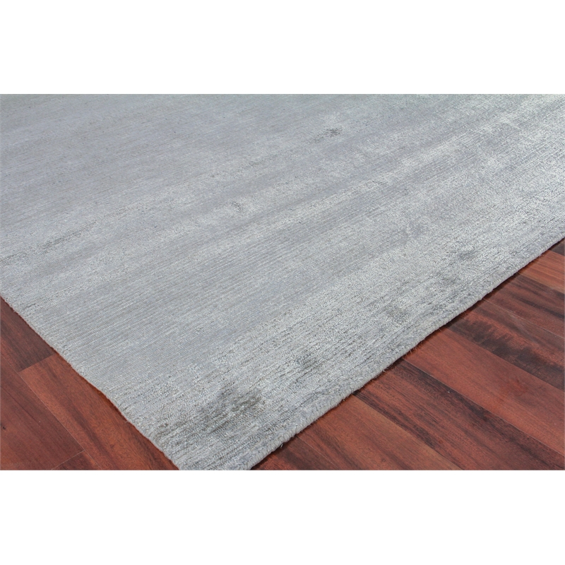 Crush Hand-Knotted Bamboo Silk Light Silver 10'x14' Area Rug