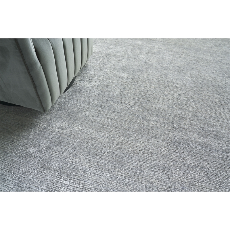 Crush Hand-Knotted Bamboo Silk Light Silver 10'x14' Area Rug