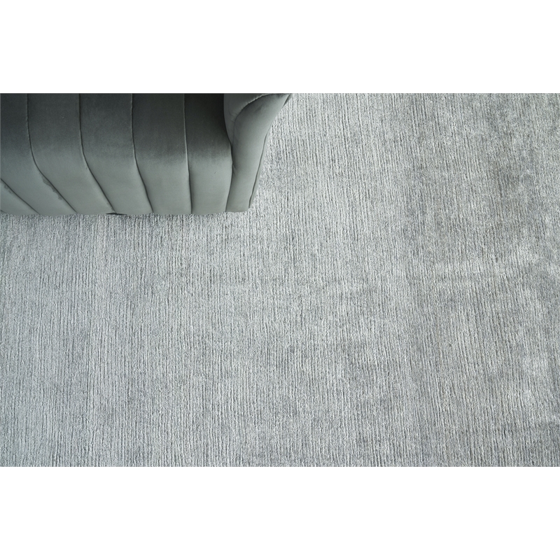 Crush Hand-Knotted Bamboo Silk Light Silver 10'x14' Area Rug