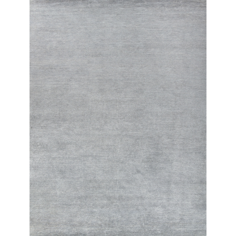 Crush Hand-Knotted Bamboo Silk Light Silver 10'x14' Area Rug