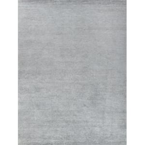 Crush Hand-Knotted Bamboo Silk Light Silver 9'x12' Area Rug