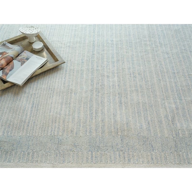 Dusseldorf Hand-Tufted New Zealand Wool Blue/Ivory 6'x9' Area Rug