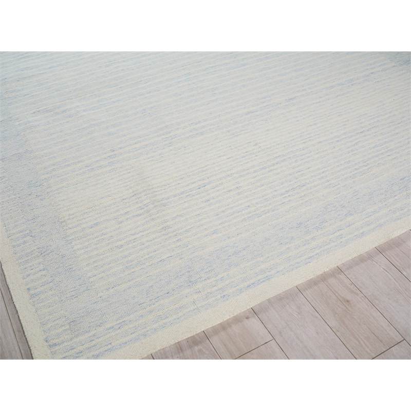 Dusseldorf Hand-Tufted New Zealand Wool Blue/Ivory 9'x12' Area Rug