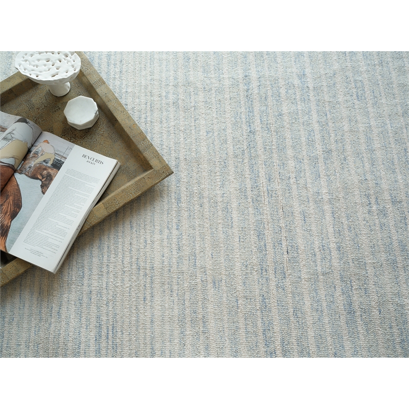 Dusseldorf Hand-Tufted New Zealand Wool Blue/Ivory 9'x12' Area Rug