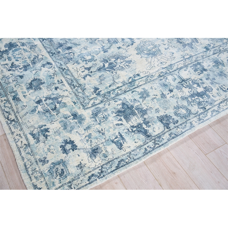 Dorchester Handloomed Wool/Bamboo Silk Navy/Blue 8'x10' Area Rug
