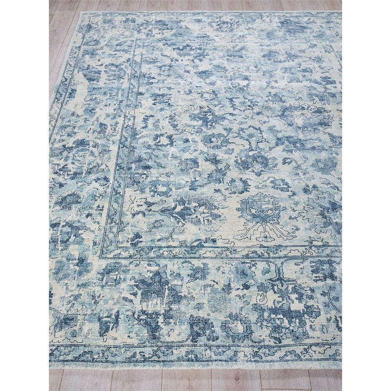Dorchester Handloomed Wool/Bamboo Silk Navy/Blue 9'x12' Area Rug