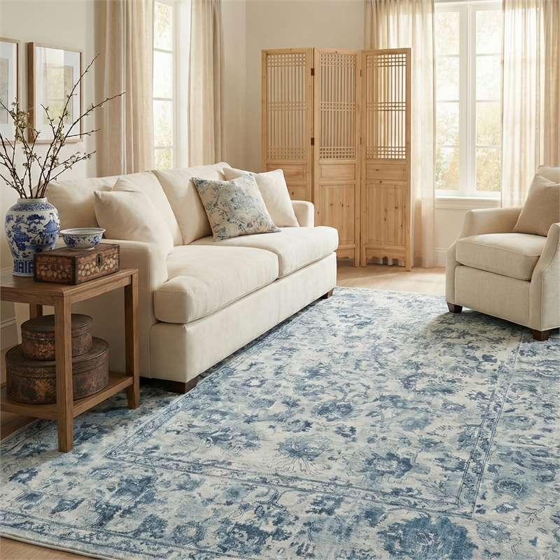 Dorchester Handloomed Wool/Bamboo Silk Navy/Blue 9'x12' Area Rug
