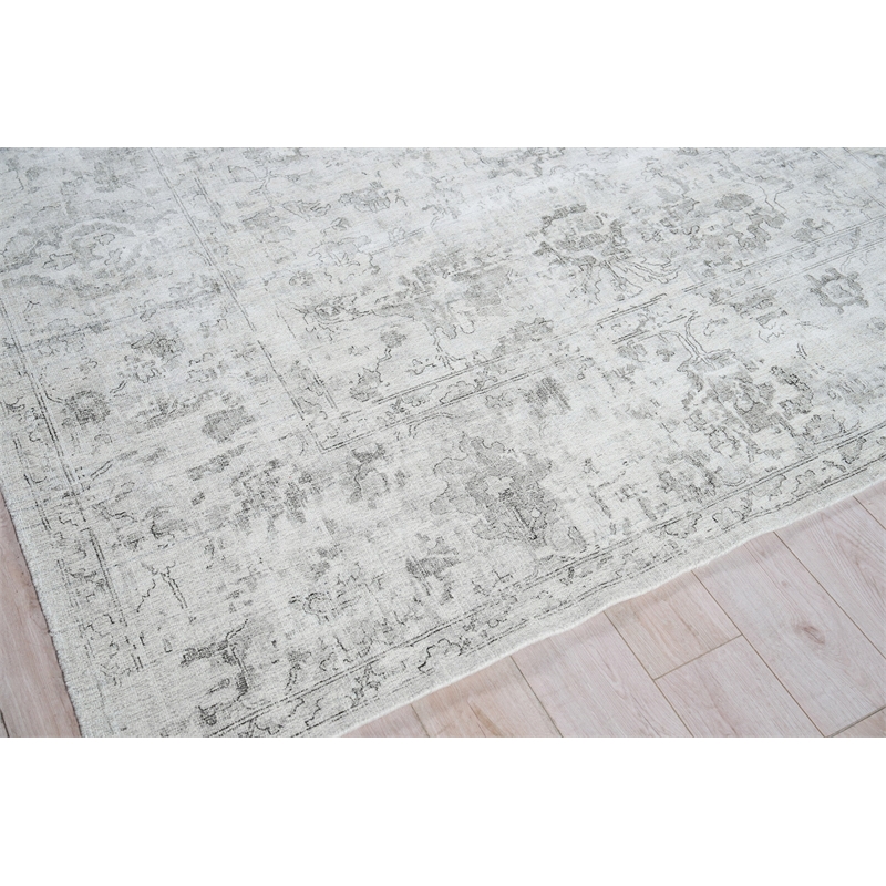 Dorchester Handloomed Wool/Bamboo Silk Ivory/Silver 10'x14' Area Rug