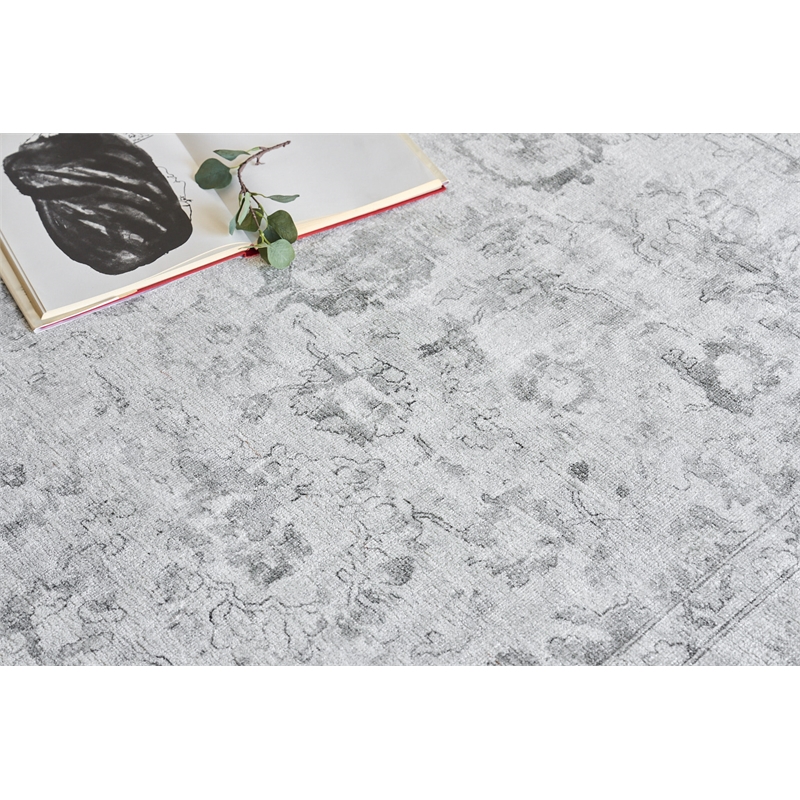 Dorchester Handloomed Wool/Bamboo Silk Ivory/Silver 10'x14' Area Rug
